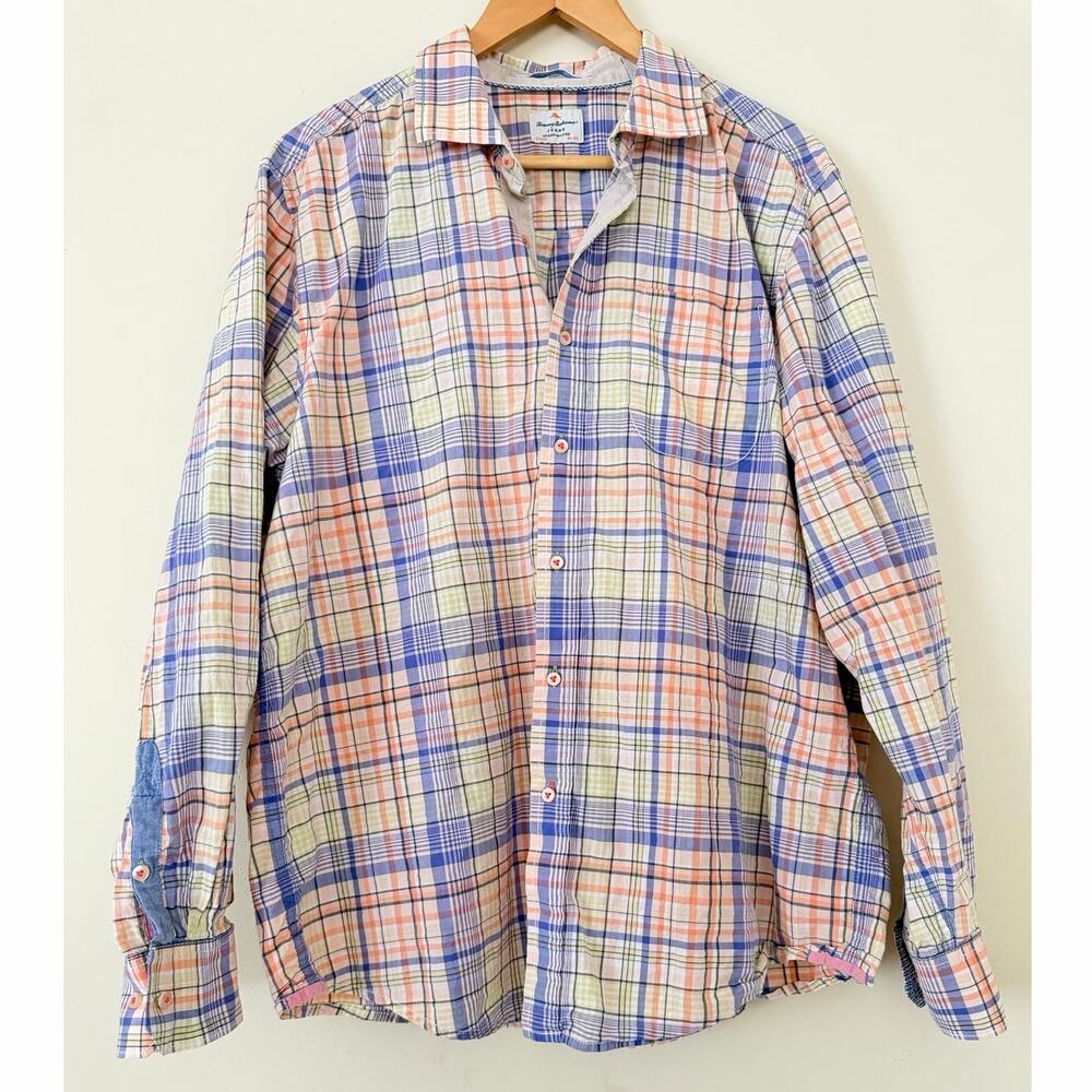 Tommy Bahama Jeans Shirt Plaid Cotton‎ Long Sleeve Shirt L Buttondown